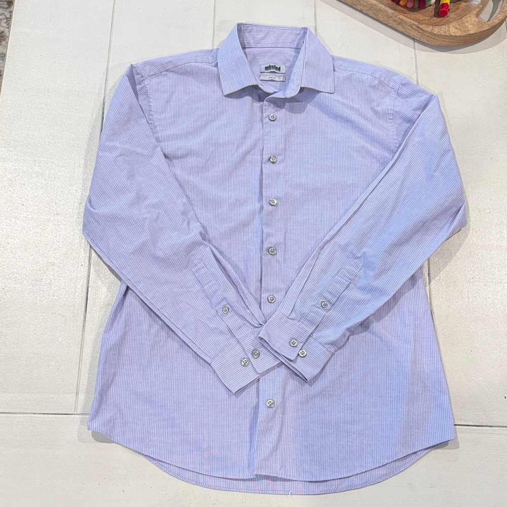 Unlisted by Kenneth Cole Lavender and white striped Men's Dress Shirt
